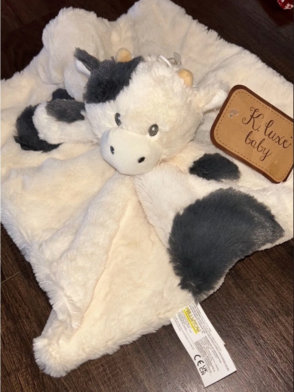 Kellytoy Cow Plush Lovey - Cream & Gray